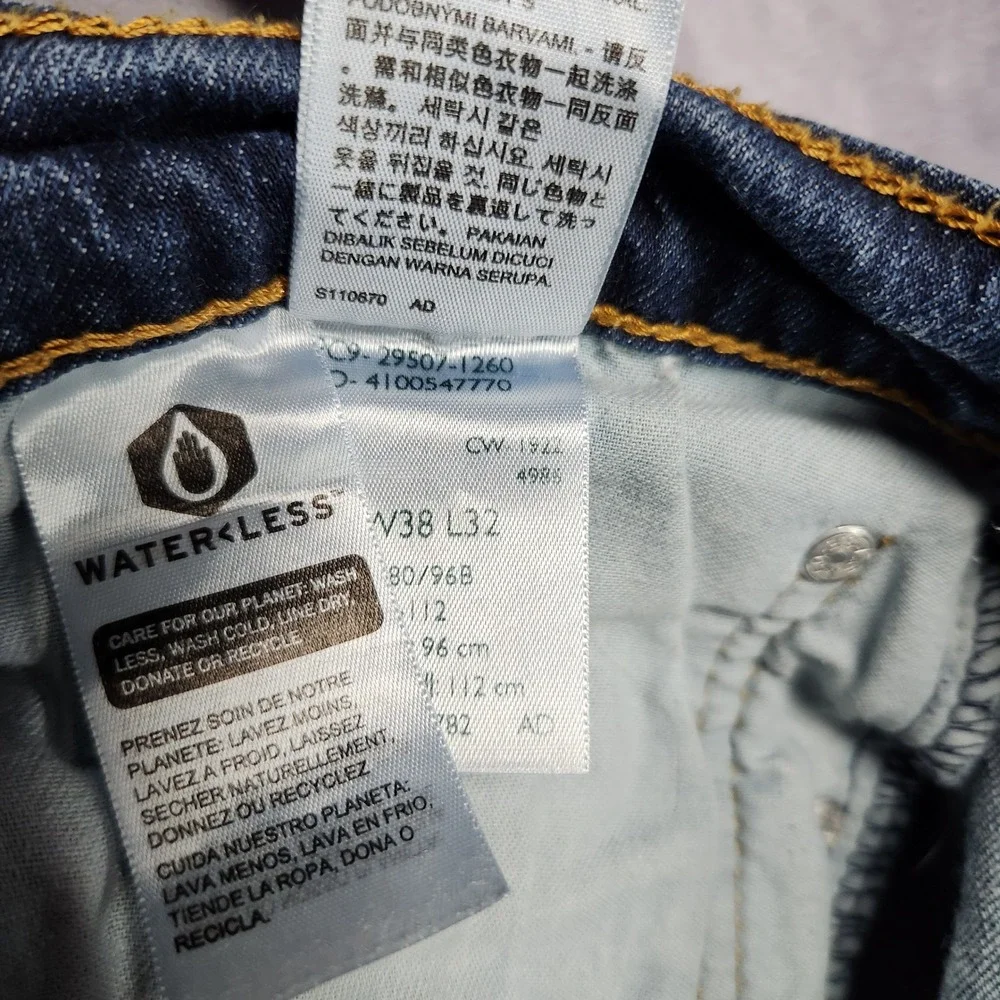 Levis 502 Regular Taper Mens Jeans size 36 38x32 Dark Wash Blue Stretch - Picture 13 of 16